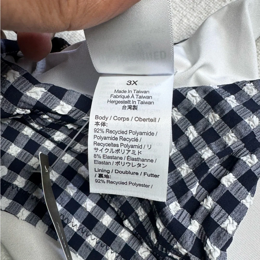 J Crew Swimsuit Scrunchie Square Neck Gingham Plaid Bikini Top NEW BE753